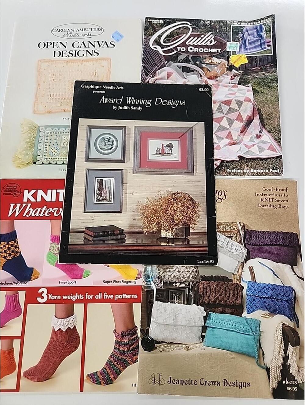 Quilts to Crochet Afghans Patterns Book Use Only One Stitch Knit Socks Designs